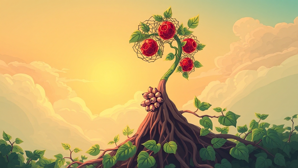 하늘타리의 화학적 구성 성분 (cartoon 스타일)