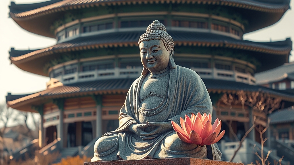 국보로 지정된 월정사 석조보살좌상 (realistic 스타일)