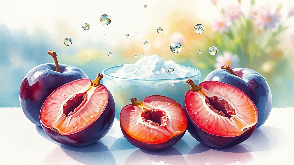 자두 보관 및 세척법 (watercolor 스타일)