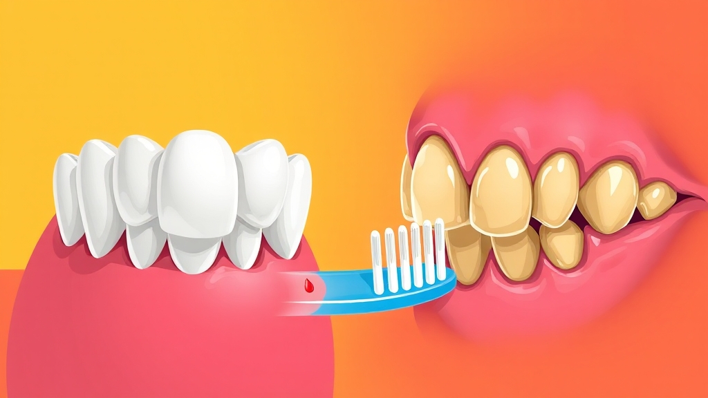잇몸 질환 vs 치경부마모증, 뭐가 다를까? (illustration 스타일)