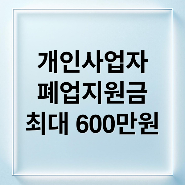 개인사업자
폐업지원금
최대 600만원 (개인사업자 폐업지원금)