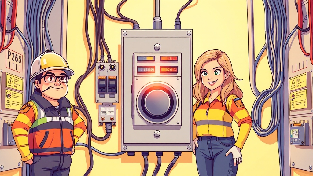 누전 차단기 설치 및 사용법 (cartoon 스타일)