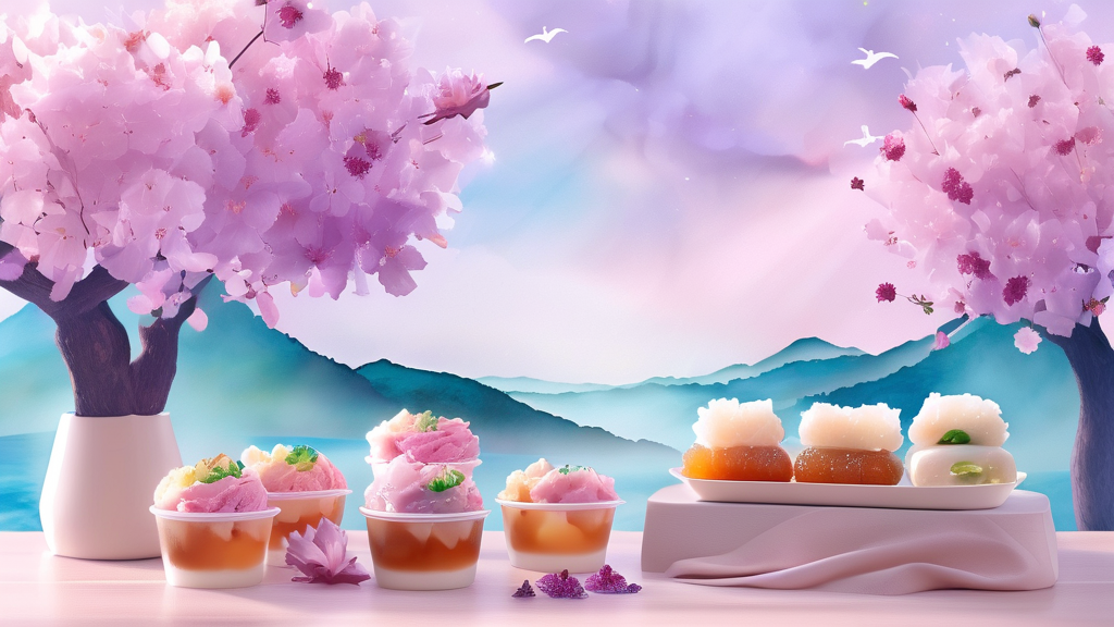 매실의 맛을 담다: 축제 먹거리 및 편의시설 정보 (watercolor 스타일)