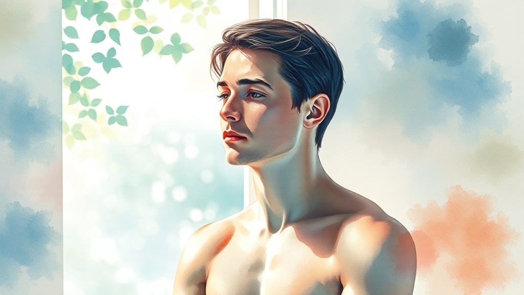 승모근 통증 원인 분석 (watercolor 스타일)