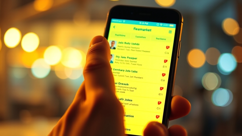 벼룩시장, 스마트한 일자리 플랫폼 (realistic 스타일)