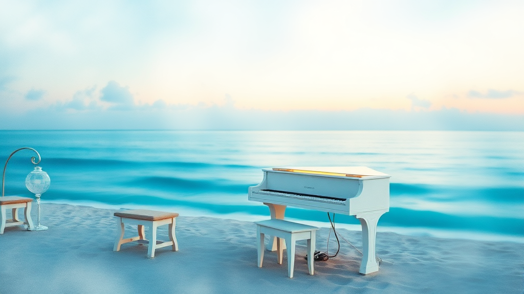 피아노 포토존: 특별한 추억을 남기는 장소 (watercolor 스타일)