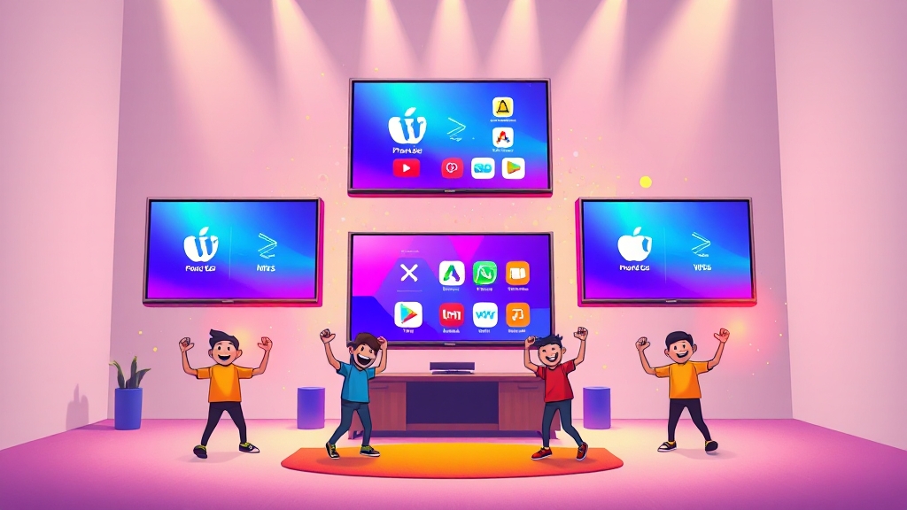 인기 무료 실시간 TV 앱 TOP5 (illustration 스타일)