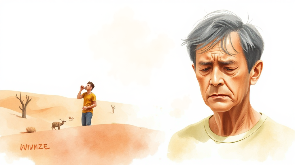 고혈당의 주요 증상: 갈증, 잦은 소변, 피로감 (watercolor 스타일)