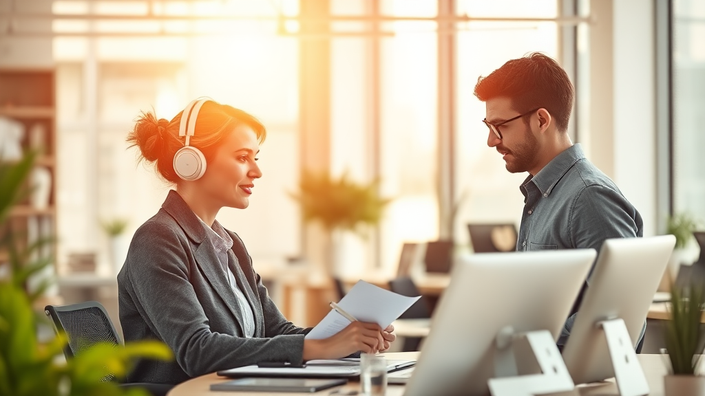 사무직 업무 방식 변화 (realistic 스타일)