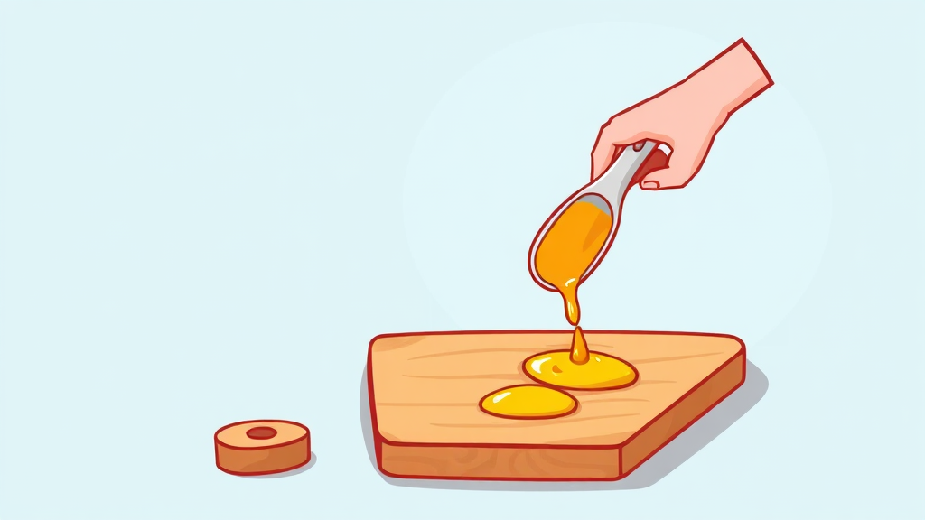 나무 도마 수명 연장과 위생을 위한 오일 코팅 (cartoon 스타일)