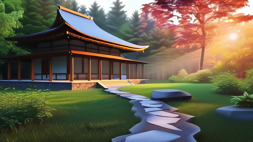 템플스테이, 스트레스 해소를 넘어선 마음의 평화 찾기 (realistic 스타일)