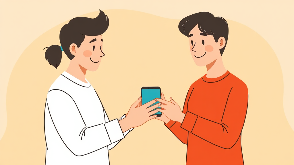 앱 설치 및 설정, 어렵지 않아요! (cartoon 스타일)