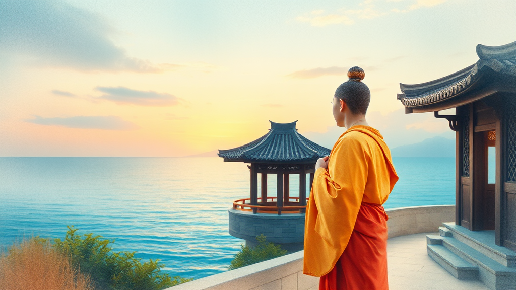 보령 상화원 정원 및 회랑 탐방 (watercolor 스타일)