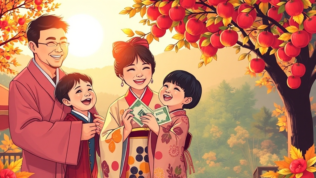 추석 관련 소비 쿠폰 안내 (illustration 스타일)