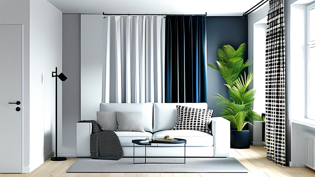 압축봉 커튼 설치 후 달라진 공간 이야기 (illustration 스타일)