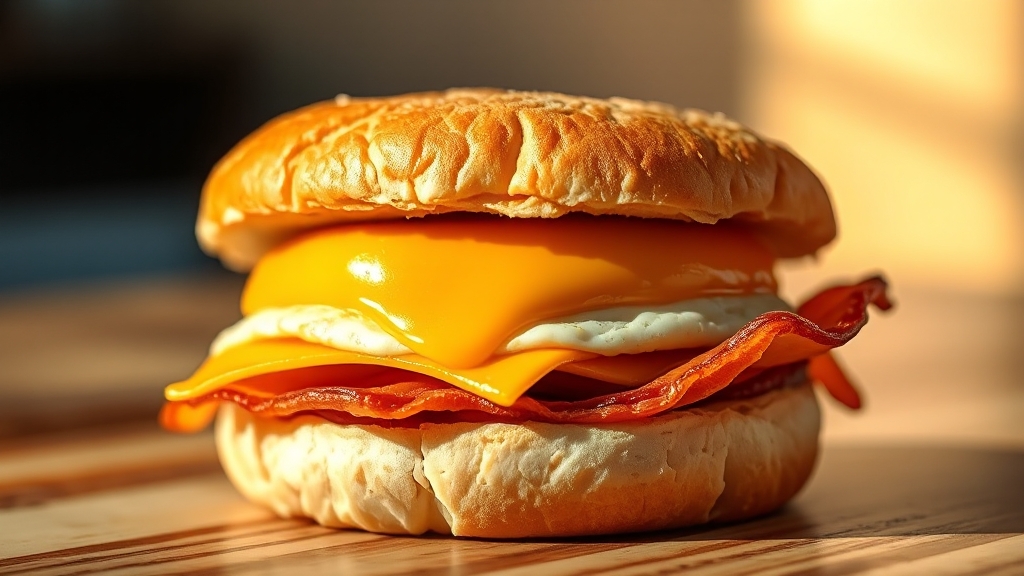 맥모닝 메뉴 구성 & 영양 정보 (realistic 스타일)