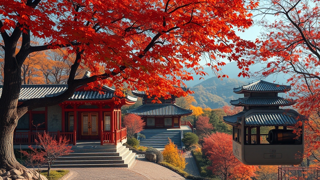 팔공산 단풍 명소 및 코스 (realistic 스타일)