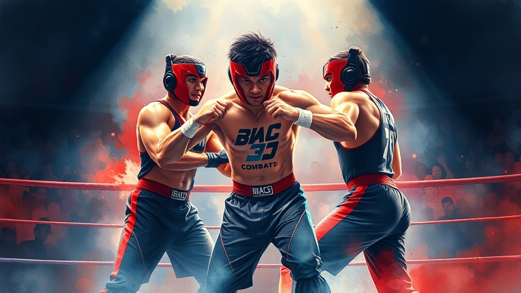 블랙컴뱃의 위상: 국내 격투기 시장의 선두주자 (watercolor 스타일)