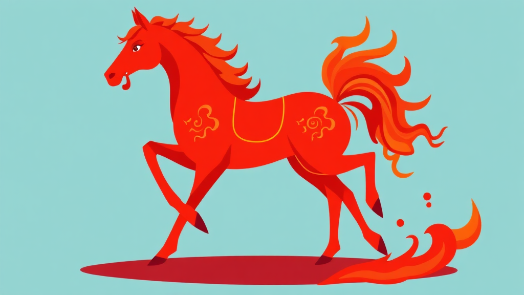 2026년 병오년, 붉은 말의 해 (cartoon 스타일)