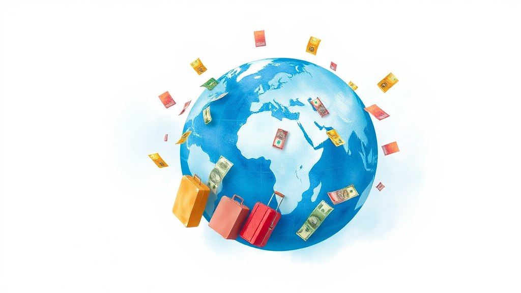 환율 변동, 여행 및 해외 직구 영향 (watercolor 스타일)