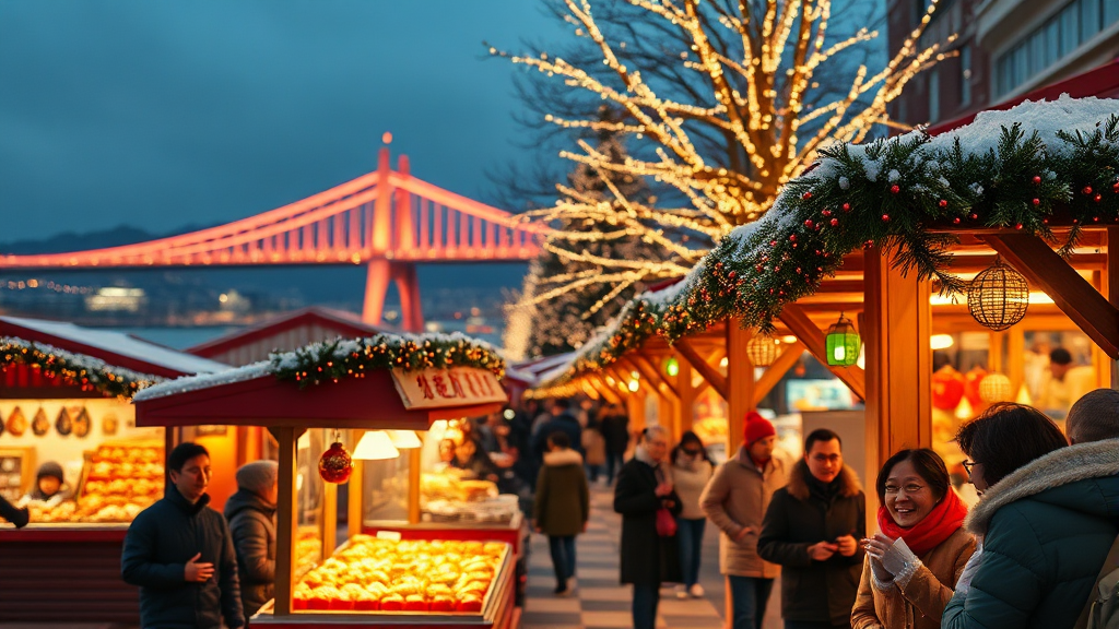 겨울 마켓 & 따뜻한 먹거리 (realistic 스타일)