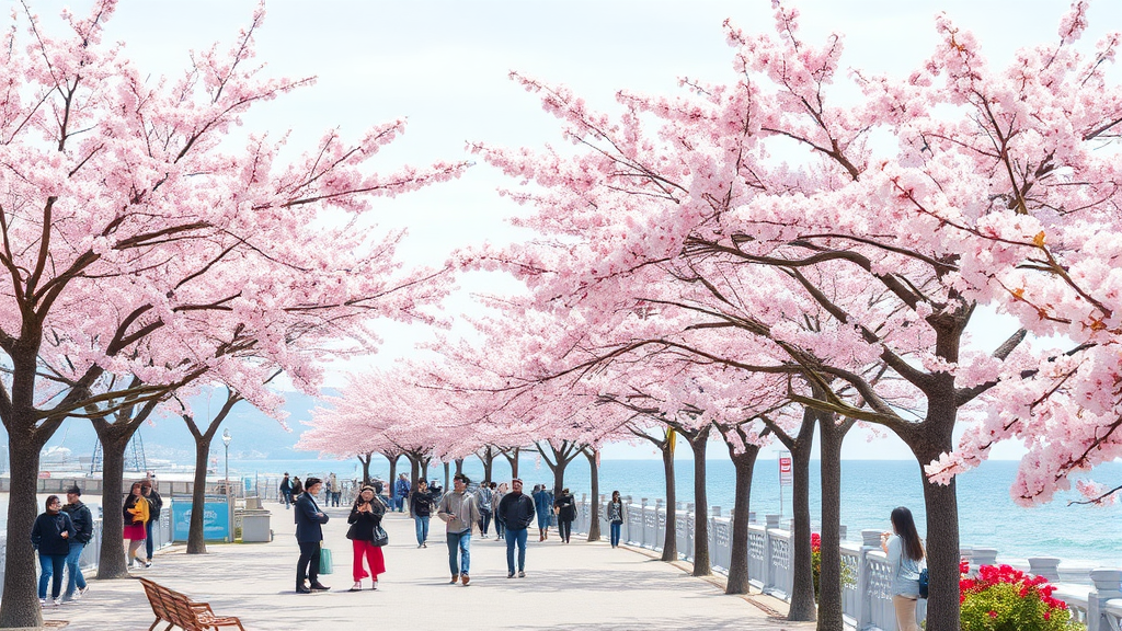 마산 벚꽃 축제 및 즐길 거리 (watercolor 스타일)