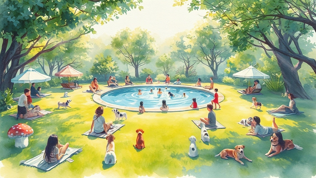 추천 캠핑장: 하남캠핑장 (watercolor 스타일)