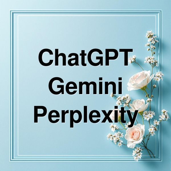 ChatGPT
Gemini
Perplexity (ChatGPT·Gemini·Perplexity 비교 분석: AI 검색의 판도를 바꾸는 세 가지 도구의 차이점)