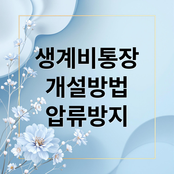 생계비통장
개설방법
압류방지 (생계비통장 개설 조건)