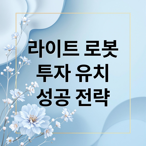 라이트 로봇, 투자 유치 성공 비결 2 라이트 로봇
투자 유치
성공 전략 (라이트 로봇 스타트업 투자 유치)