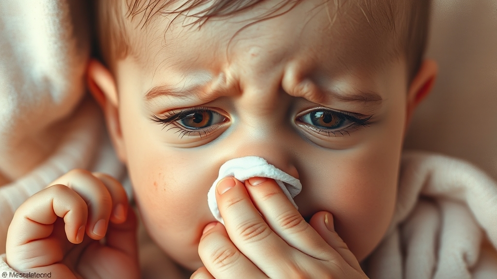 유아 비염 증상과 원인 (realistic 스타일)