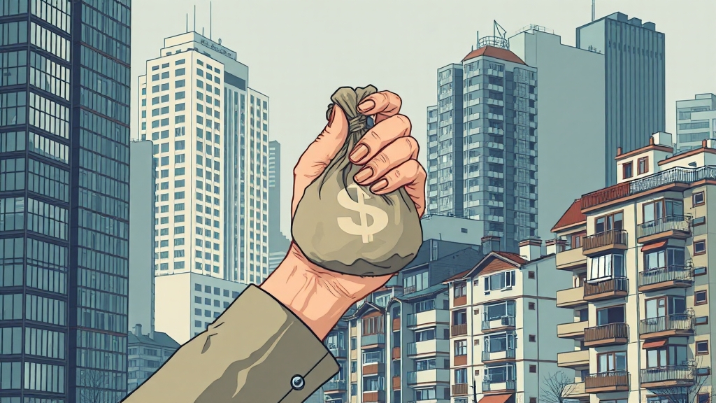 중저가 vs 고가 아파트 양극화 (illustration 스타일)