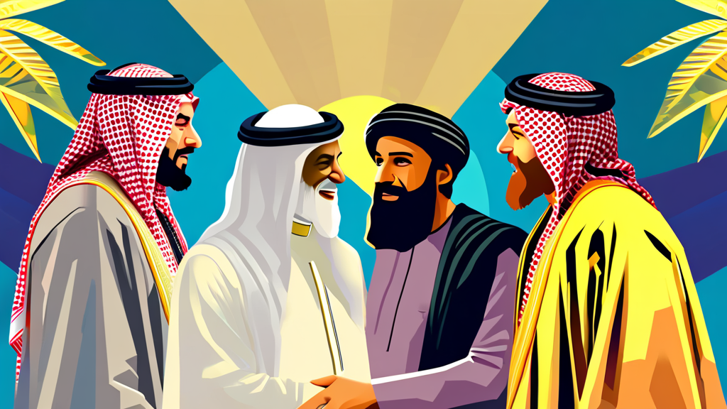 걸프 지역 국가들의 입장과 국제 협력의 복잡성 (illustration 스타일)