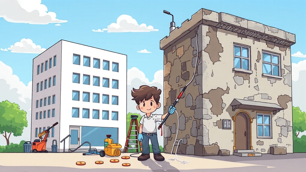 신축 vs 구축, 청소 비용 차이는? (cartoon 스타일)