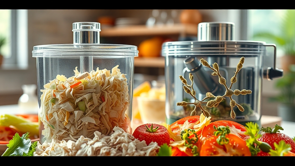 분쇄 vs 미생물, 뭐가 좋을까? (realistic 스타일)