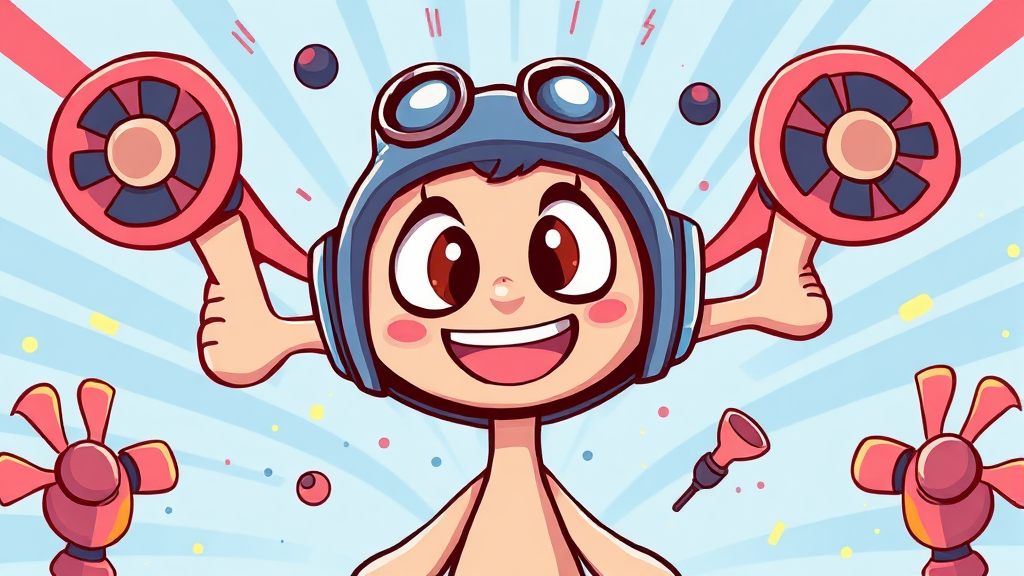 스마트 기능부터 디자인까지, 다채로운 선풍기 세계 (cartoon 스타일)