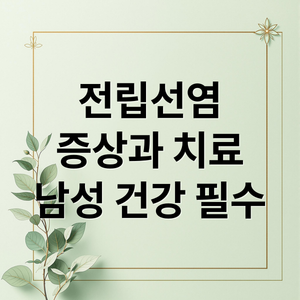전립선염
증상과 치료
남성 건강 필수 (전립선염 증상 성기능)