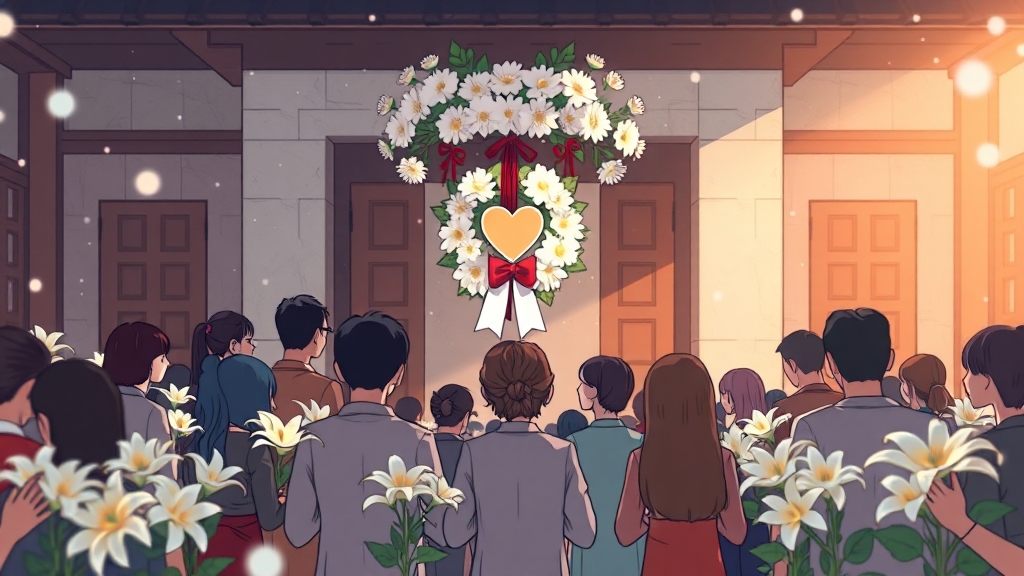 근조화환: 사회적 예절과 깊은 의미 (cartoon 스타일)