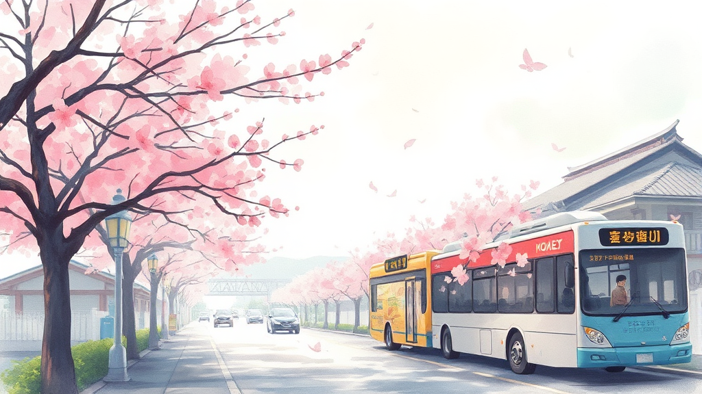 교통 및 주차 정보: 셔틀버스 완벽 가이드 (watercolor 스타일)