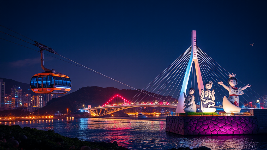 송도해상케이블카, 함께 즐겨봐! (realistic 스타일)