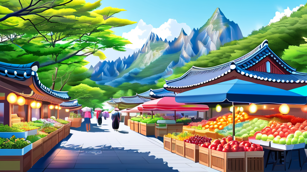 속초 중앙시장 주변 연계 관광 및 맛집 (realistic 스타일)
