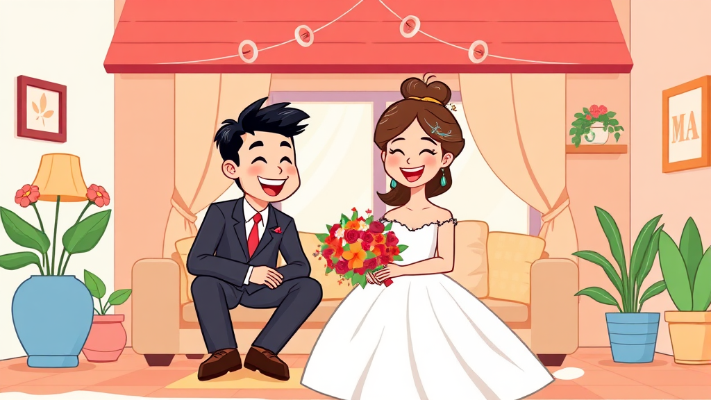 신혼부부 전세 자금 대출 조건 완화 (cartoon 스타일)