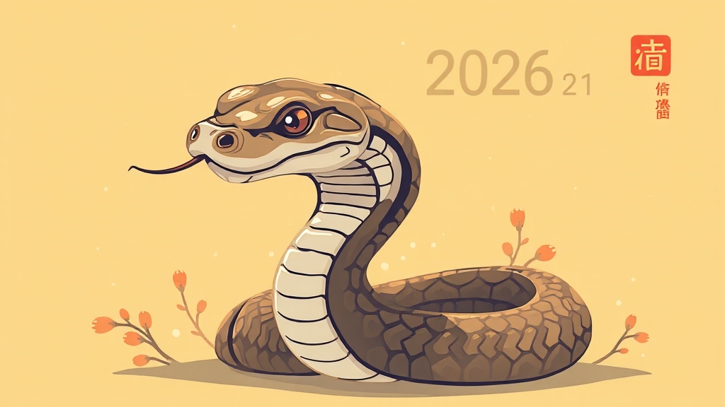 2026년 뱀띠, 행운의 해 (illustration 스타일)