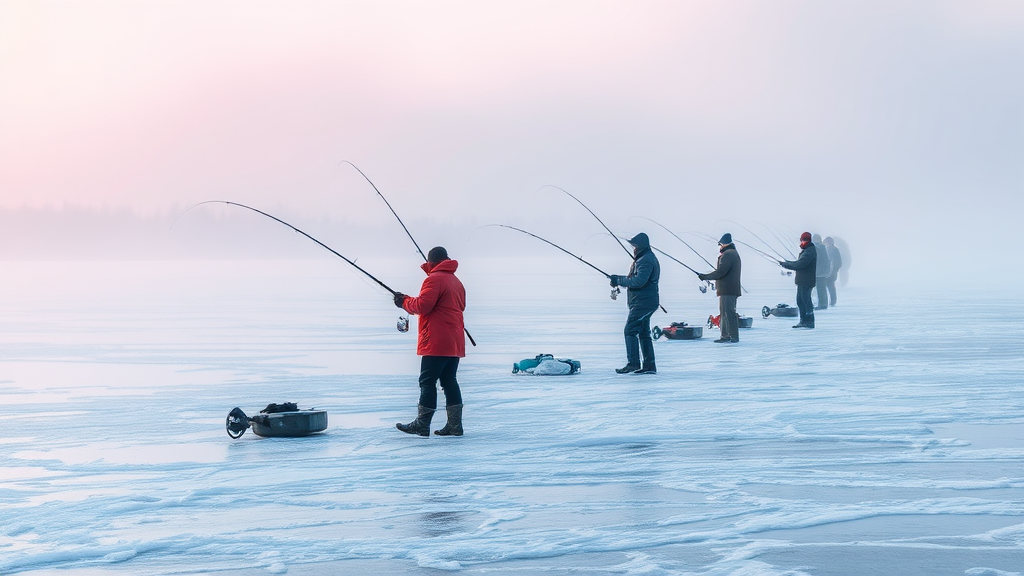 얼음낚시 현장 접수 (watercolor 스타일)