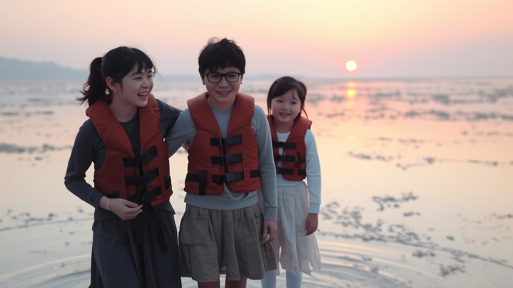 인천 갯벌 체험 안전 수칙 (watercolor 스타일)