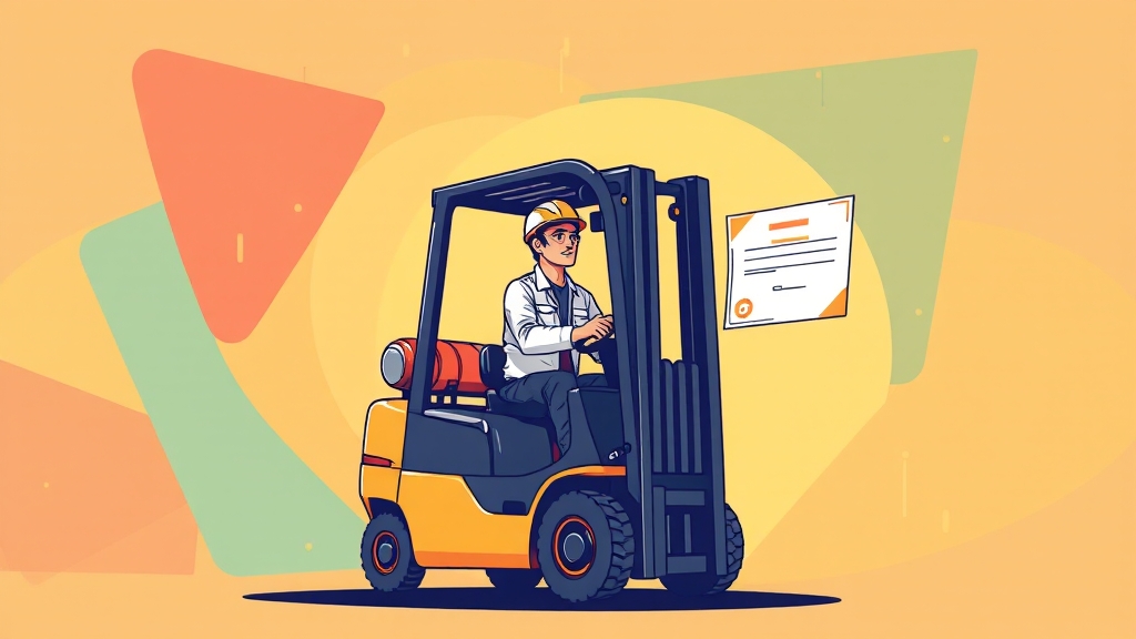 지게차 관련 법규 및 자격증 (illustration 스타일)