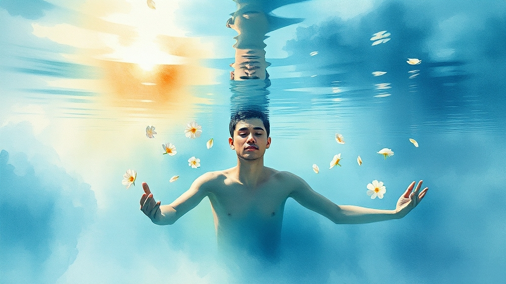 물의 상태에 따른 꿈 해몽: 맑은 물 vs 흐린 물 (watercolor 스타일)