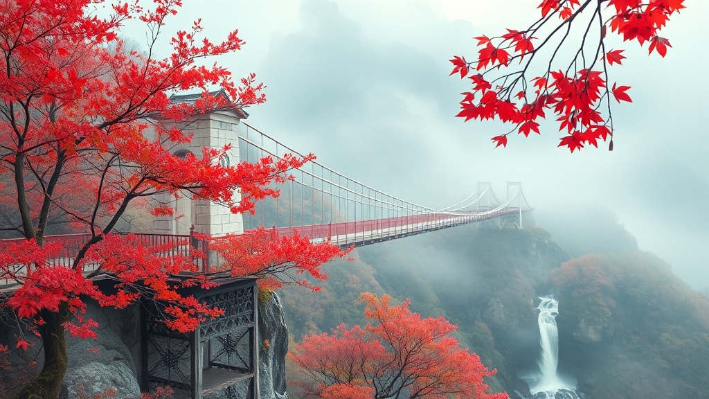 강천산 주요 명소 (watercolor 스타일)