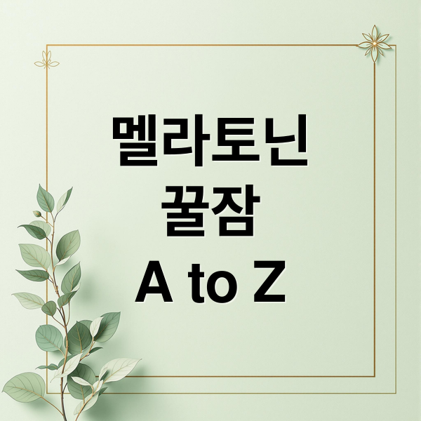 멜라토닌
꿀잠
A to Z (멜라토닌효과가격)