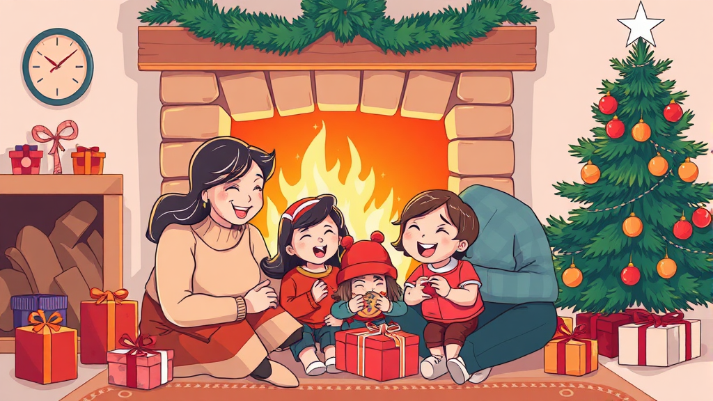 가족과 크리스마스 (illustration 스타일)